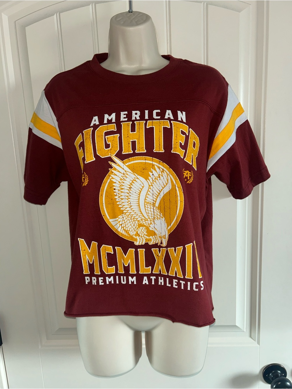 American Fighter Maroon Tee with Gold and White Accents Sz S